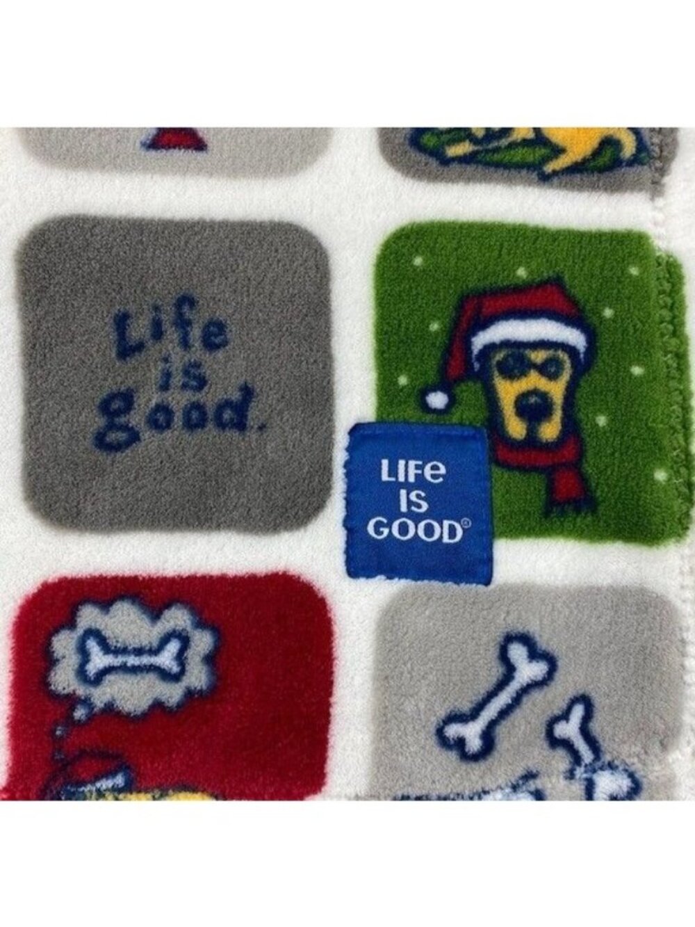 Life is Good Christmas Blanket Puppies Dogs Xmas Tree Cozy Extra Large 70x48"